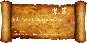Néveri Barnabás névjegykártya