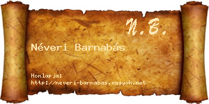 Néveri Barnabás névjegykártya